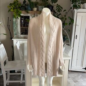 Blue Notes size medium Cozy Cream cream Cable chunky Knit Sweater cardigan